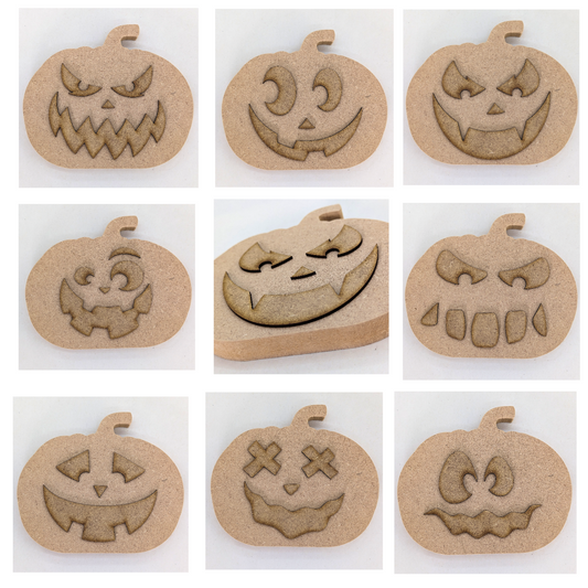 Free Standing 18mm MDF Pumpkin & Face Pieces Craft Shape. Halloween 15cm to 30cm
