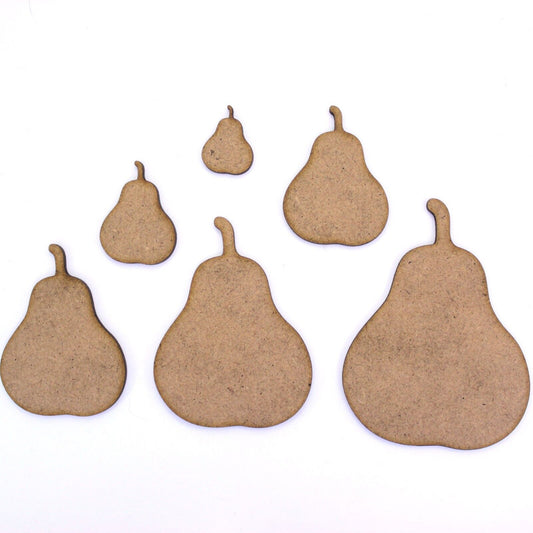 Pear Craft Shape, Various Sizes, 2mm MDF Wood. Fruit
