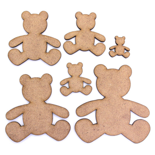 Teddy Bear Craft Shape, Various Sizes, 2mm MDF. Toy, Kids, Children, Baby, Child