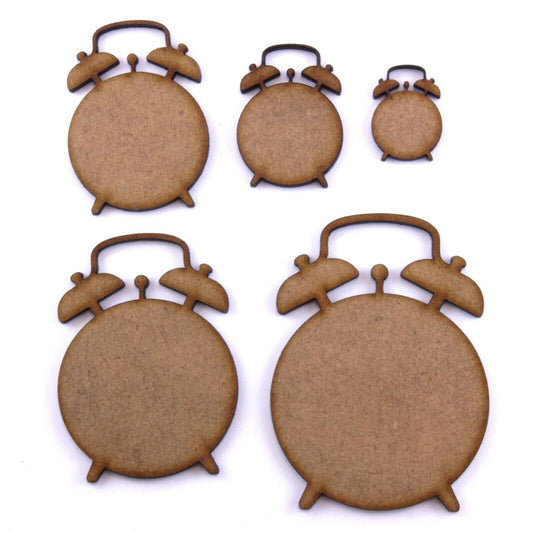Alarm Clock Craft Shape, Various Sizes, 2mm MDF Wood.