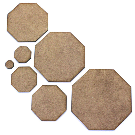 Octagon Craft Shape Blank, 1cm to 20cm. 2mm MDF. Schools. RPG Wargame Base.