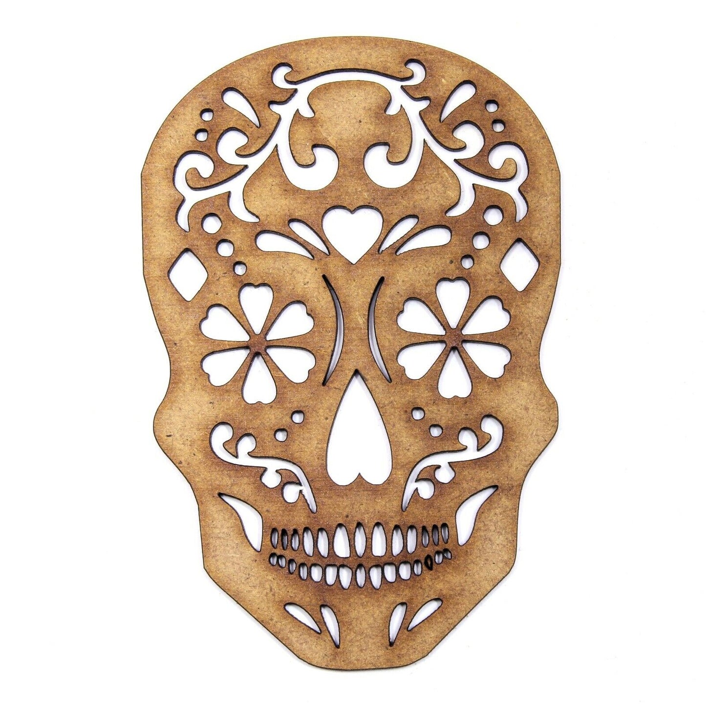 Sugar Skull 2mm MDF Wood. Halloween 10cm to 20cm, Mixed Media, Day of the Dead