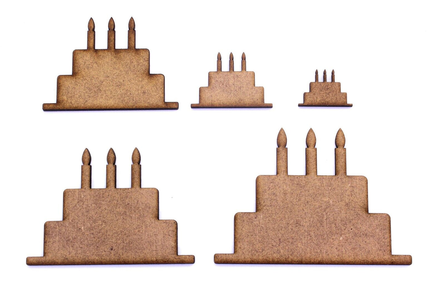 Birthday Cake Craft Shapes, 2mm MDF Wood. Celebration, Party