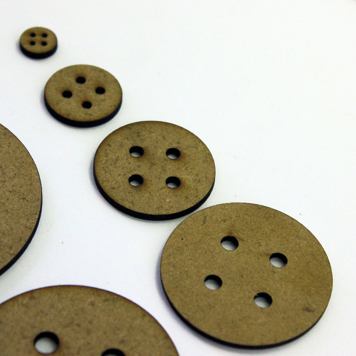 Button Craft Shapes, Embellishments, Tags, Decorations, 2mm MDF Wood