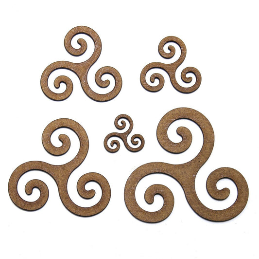 Triskelion Symbol Shape, Various Sizes, 2mm MDF Wood. Celtic, Triskele, wicca