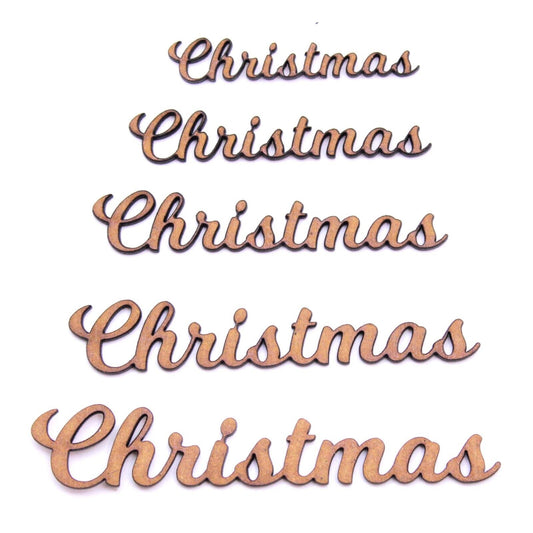 Christmas Word Craft Shape, Various Sizes, 2mm MDF Wood. Joined Lettering