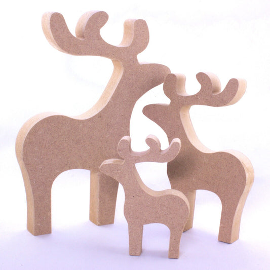 Free Standing 18mm MDF Reindeer Shapes Blanks.Various Sizes. Christmas, Family,