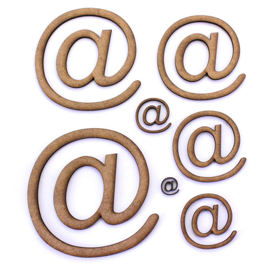 At '@' Sign Symbol. Craft Shapes, Embellishments, Decorations, 2mm MDF