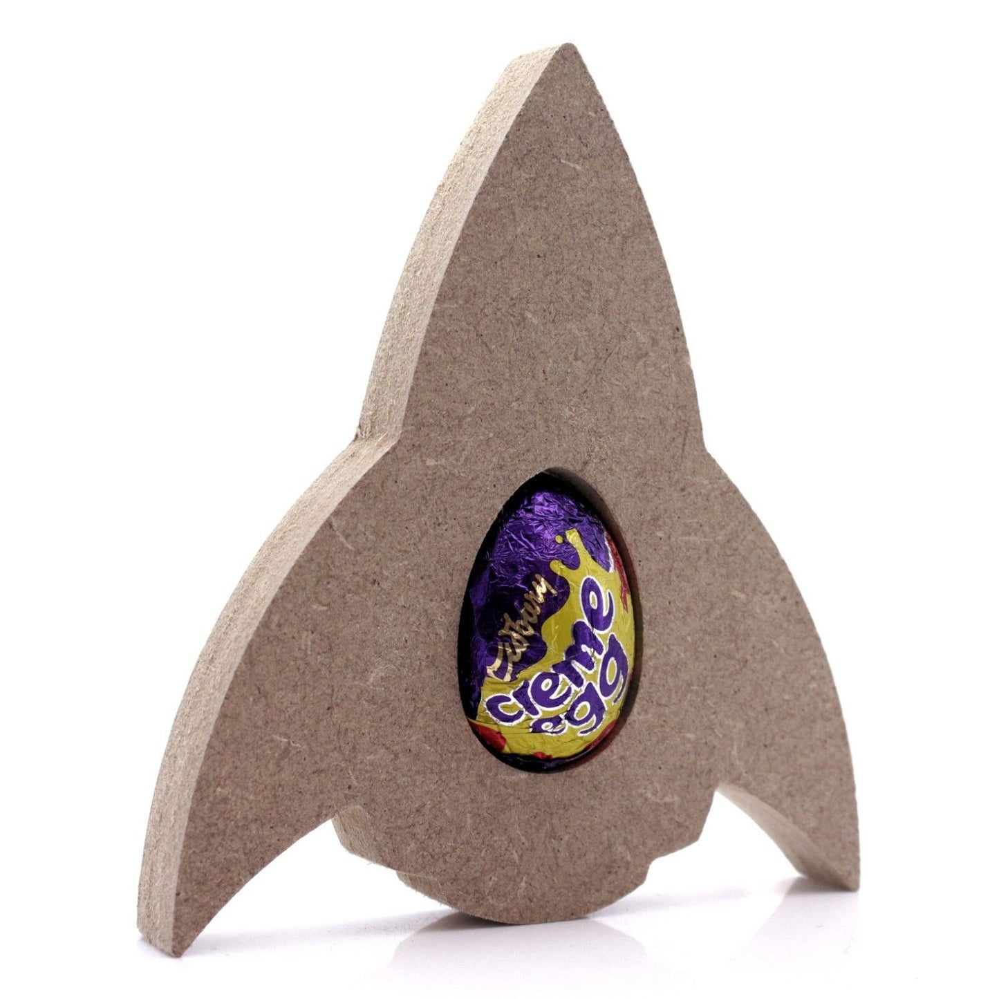 Free Standing 18mm MDF Rocket Easter Egg Holder Shape. Kinder Egg, Creme Egg
