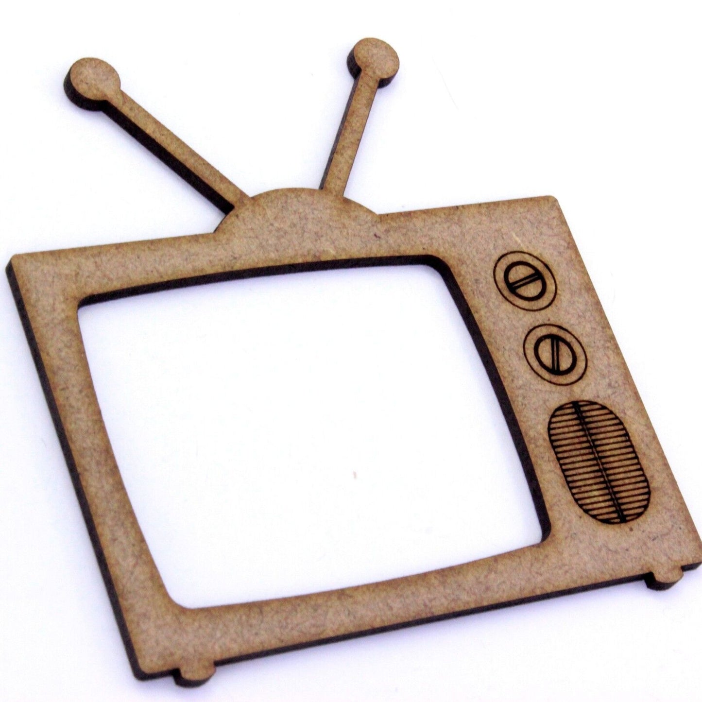 Retro TV with Aerial Craft Shape Blank, Various Sizes, 2mm MDF Wood. Television
