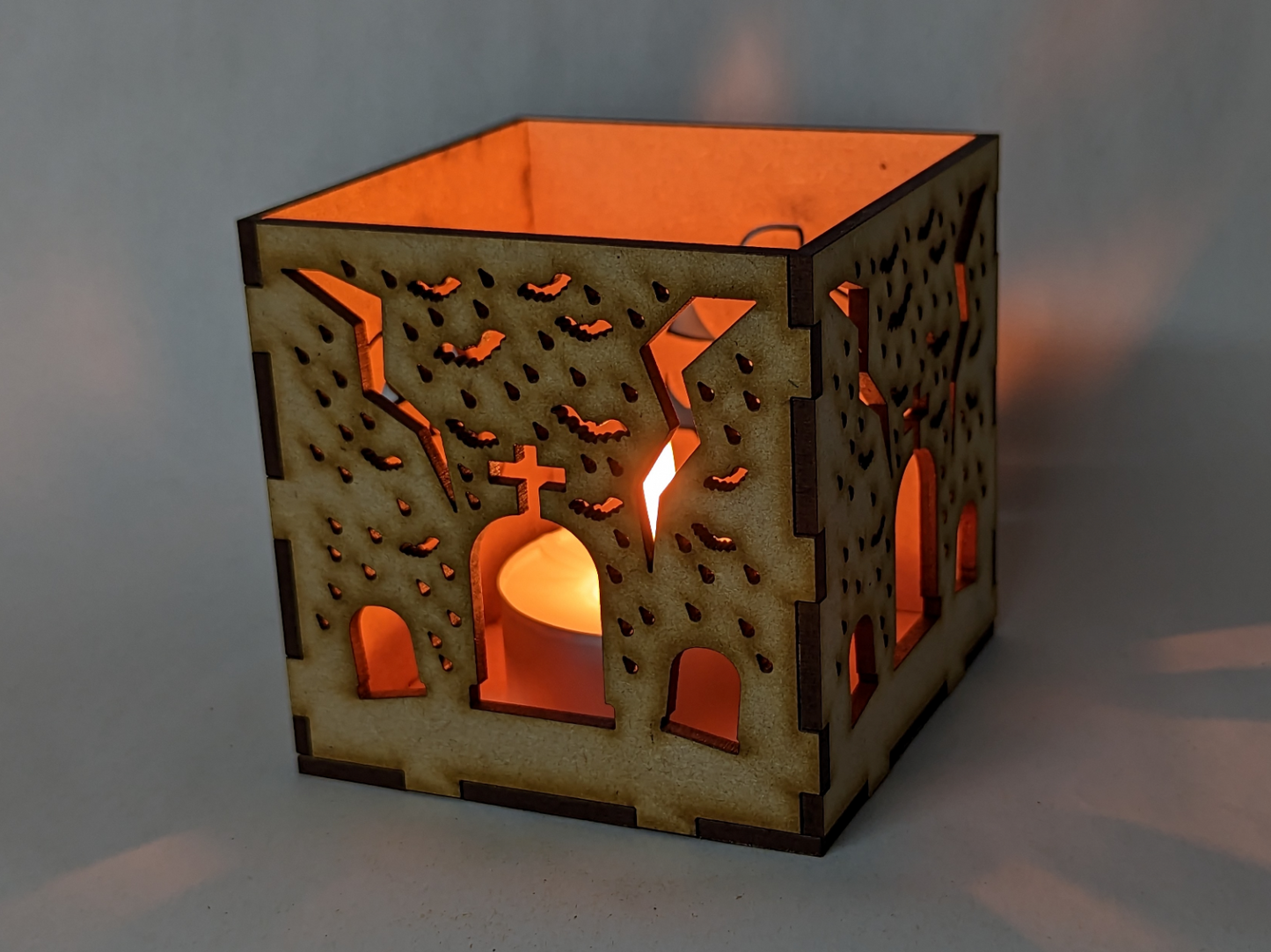 Halloween Tealight Holder. 3mm MDF Wood. Spooky Decor, Crafts, Trick or Treat