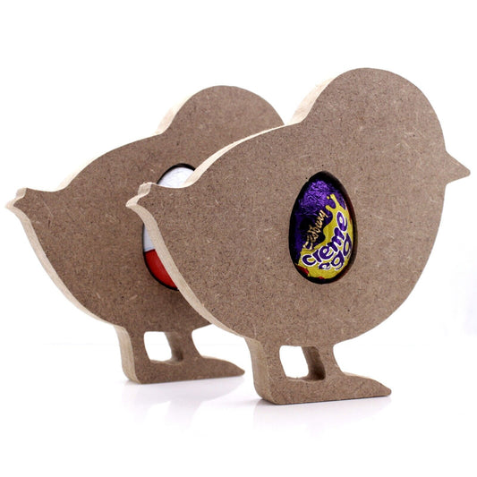 Free Standing 18mm MDF Easter Chick Egg Holder Shape. Kinder Egg, Creme Egg.