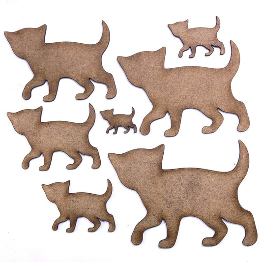 Kitten Craft Shape, Various Sizes, 2mm MDF Wood. Animal, Pet, Cat, Kitty