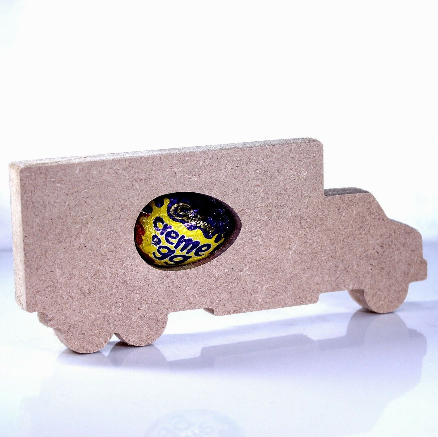 Free Standing 18mm MDF Truck Egg Holder Shape. Kinder Egg, Creme Egg, Lorry