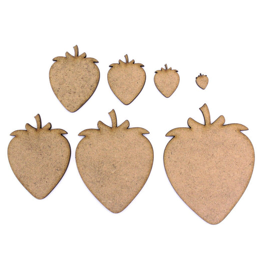 Strawberry Craft Shape, Various Sizes, 2mm MDF Wood. Fruit, Summer