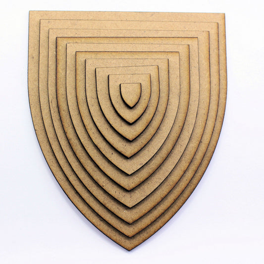 Heater Shield Shapes. Medieval and Heraldry School Crafts, 2mm MDF Wood