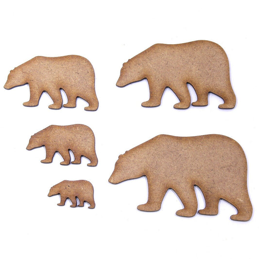 Polar Bear Craft Shape, Various Sizes, 2mm MDF Wood.