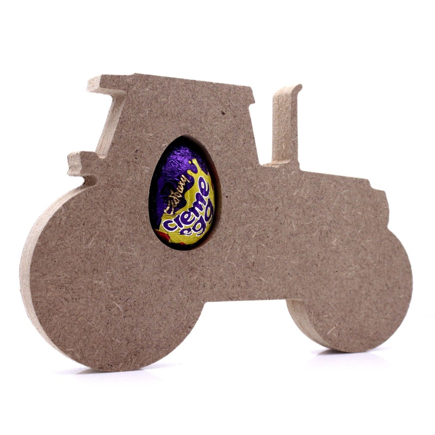 Free Standing 18mm MDF Tractor Easter Egg Holder Shape. Kinder Egg, Creme Egg,