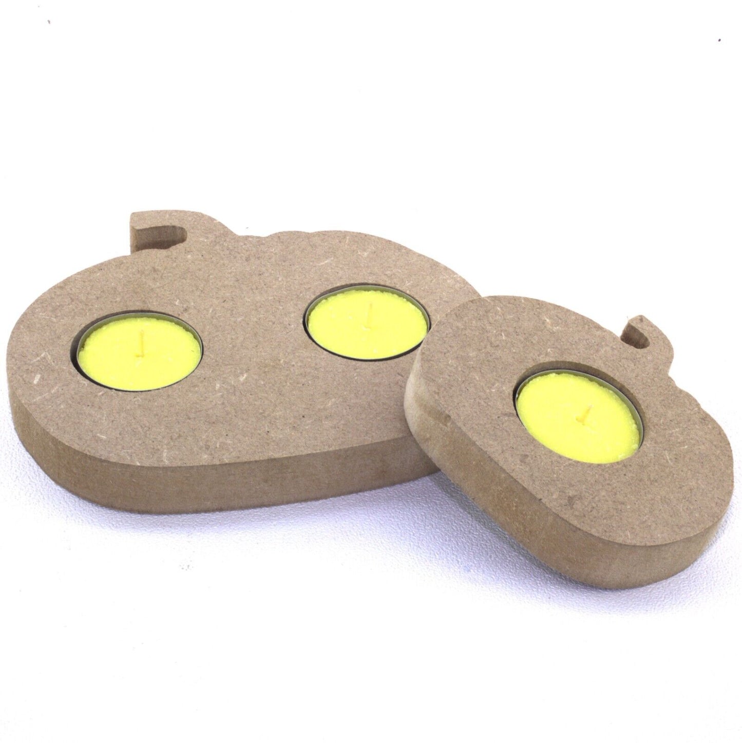 MDF Wood Pumpkin Tea Light Candle Holder to Decorate for Halloween. 2 Sizes