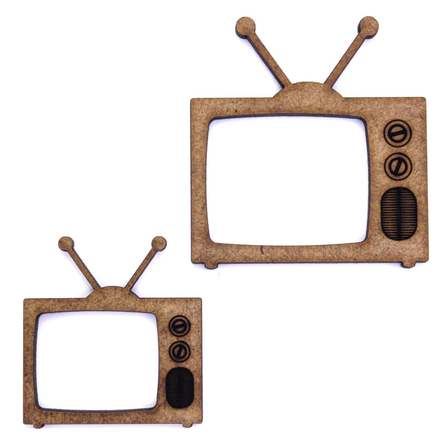 Retro TV with Aerial Craft Shape Blank, Various Sizes, 2mm MDF Wood. Television