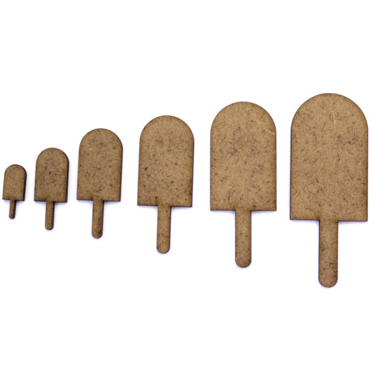 Ice Lolly Craft Shape, 2cm to 20cm. 2mm MDF Wood. Beach Seaside Summer Holiday