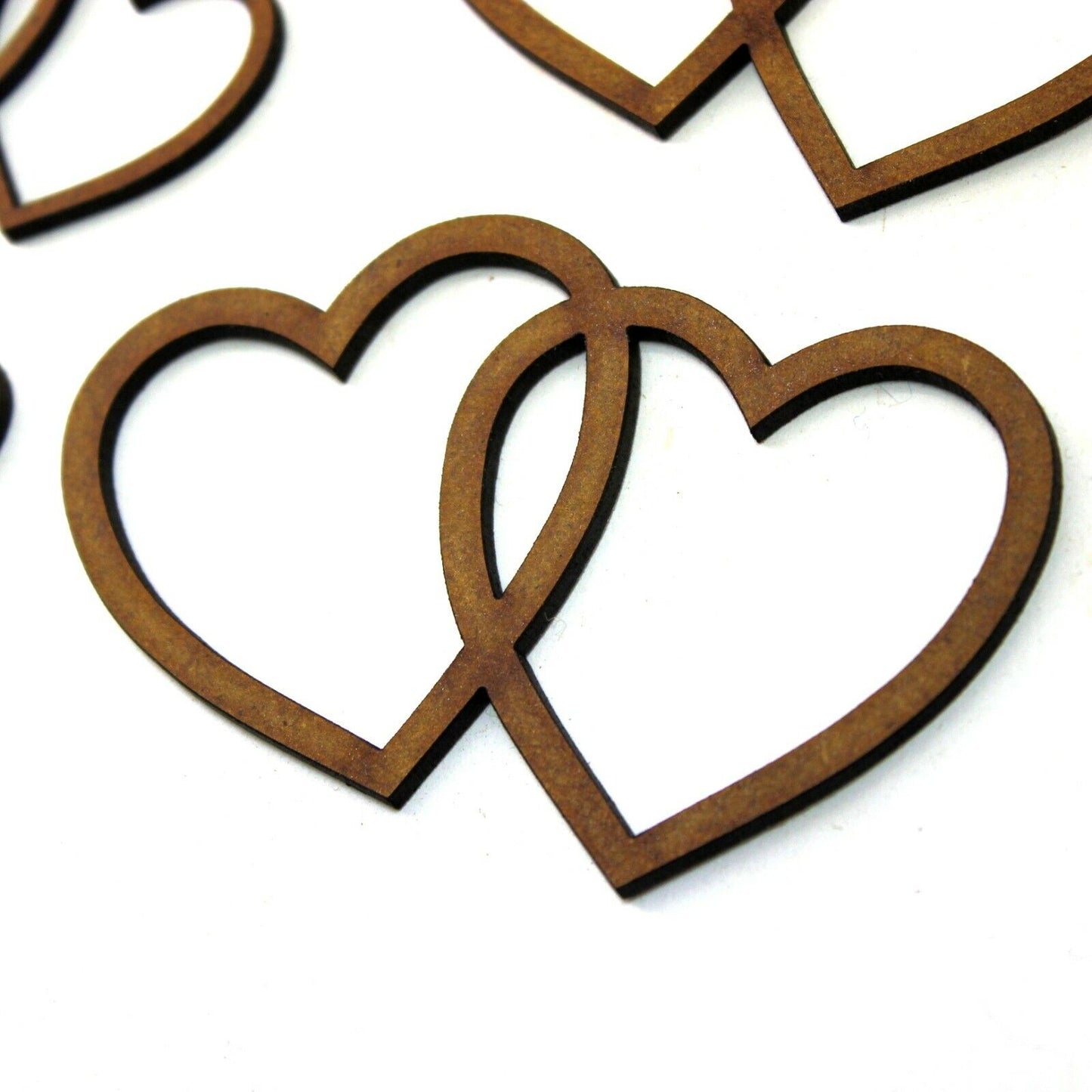 Joined Hollow Hearts Craft Shape, Various Sizes, 2mm MDF Wood. Valentine, Love