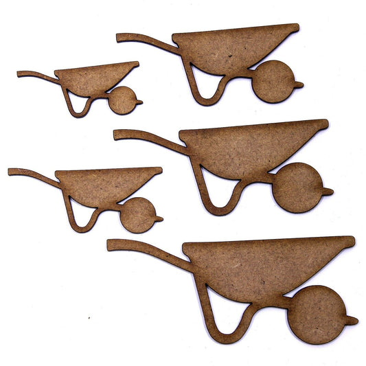 Wheelbarrow Craft Shape, Various Sizes, 2mm MDF Wood. Gardening, Garden, Builder