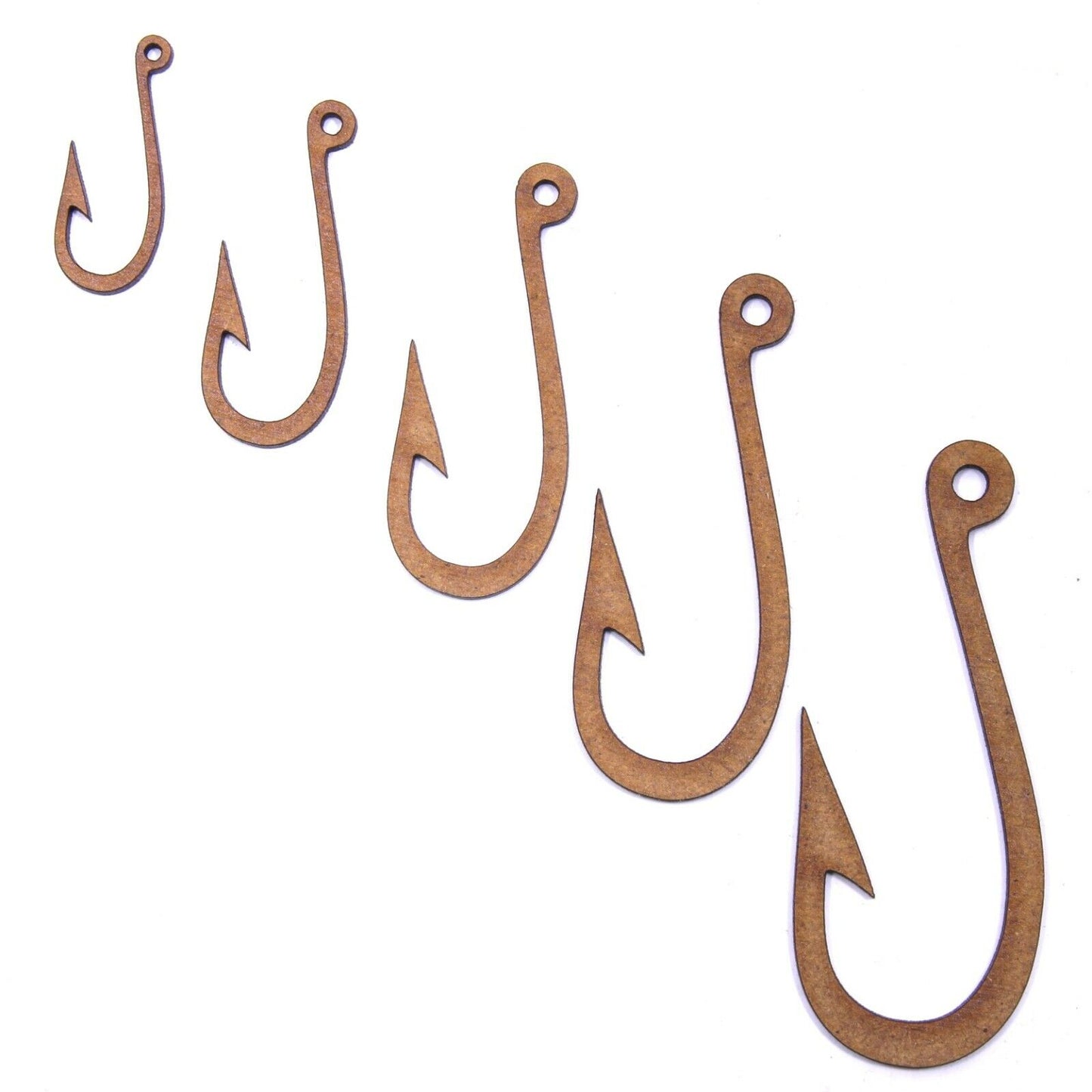Fish Hook Craft Shape, Various Sizes, 2mm MDF Wood. Fishing, Seaside, Sea, Pond