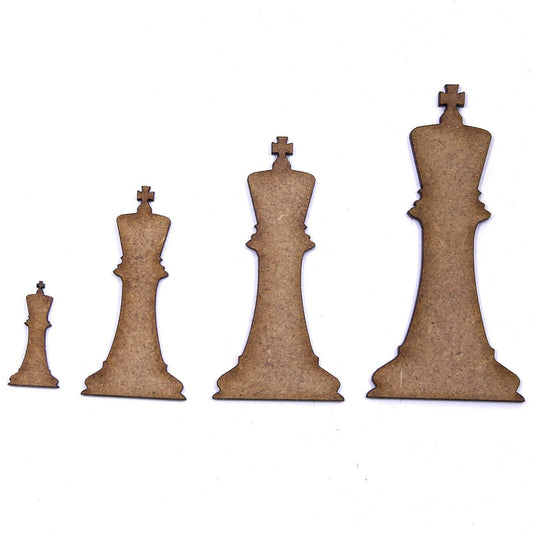King Chess Piece Craft Shape, Various Sizes, 2mm MDF Wood. Checkmate, board game