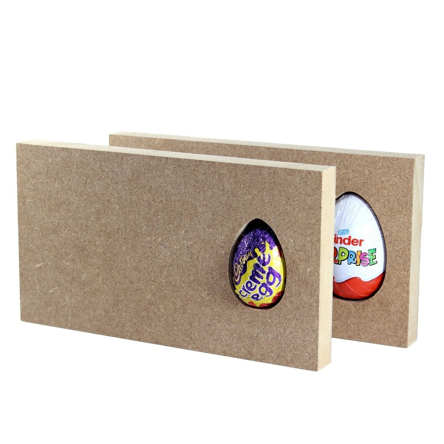 Free Standing 18mm MDF Plaque Holder. Kinder Egg, Creme Egg. Rectangle, Sign