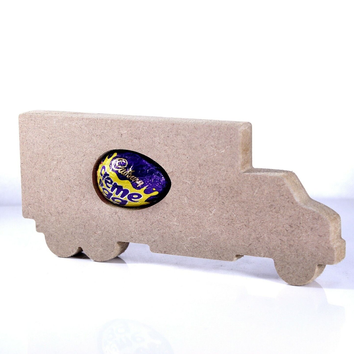 Free Standing 18mm MDF Truck Egg Holder Shape. Kinder Egg, Creme Egg, Lorry