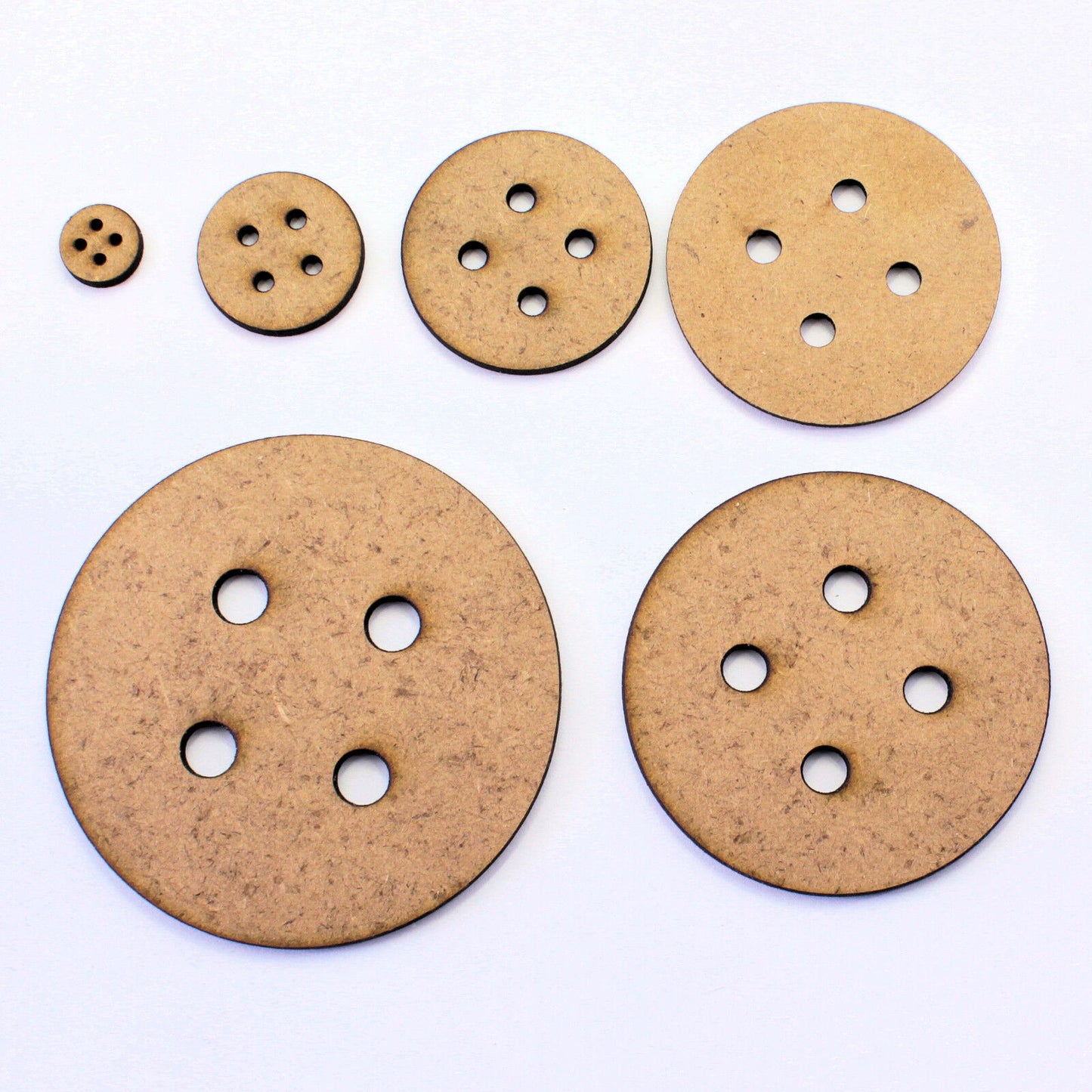 Button Craft Shapes, Embellishments, Tags, Decorations, 2mm MDF Wood