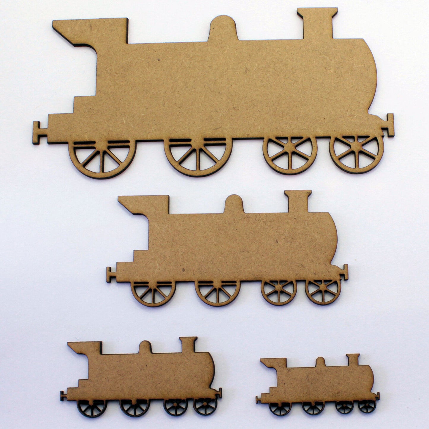 Train and Carriage Craft Shapes, Embellishments Decorations. 2mm MDF Wood