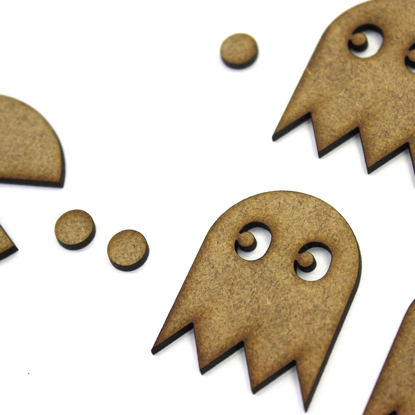 Pacman Kit Parts Craft Shapes, 2mm MDF Wood. Video Game Retro