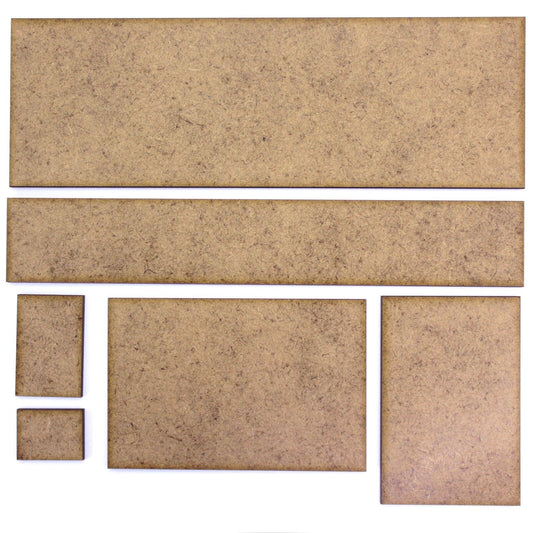 Wargame Rectangle Bases (10 Pack) 2mm MDF. RPG Board Tile. MeG, ADLG, DBA, DBM