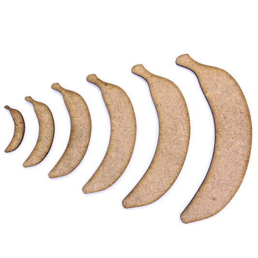 Banana Craft Shape, Various Sizes, 2mm MDF Wood. Fruit, Bananas