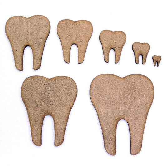 Tooth Craft Shape Blank, Various Sizes, 2mm MDF Wood. Teeth. Mouth. Tooth Fairy