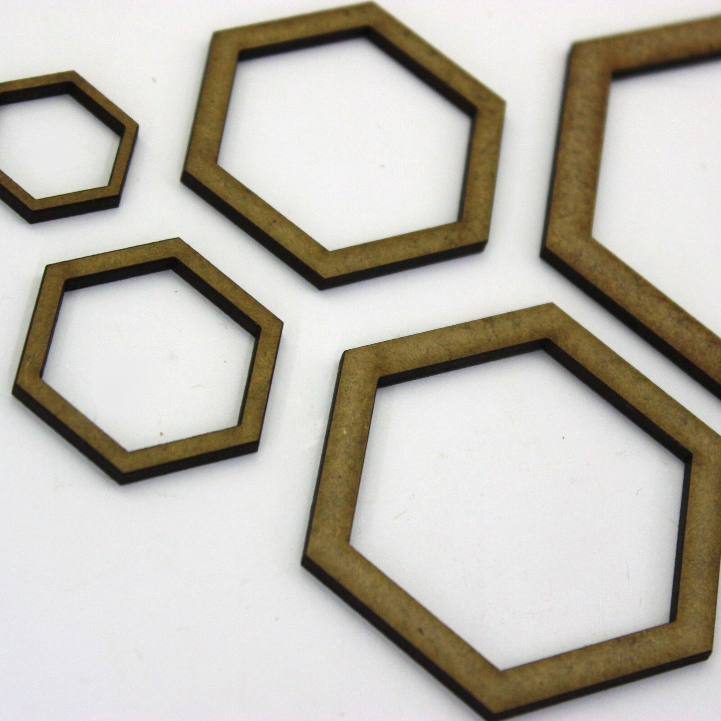 Hexagon Craft Shape Hollow Frame, 2cm to 25cm. 2mm MDF Wood. Bee, Beehive nature