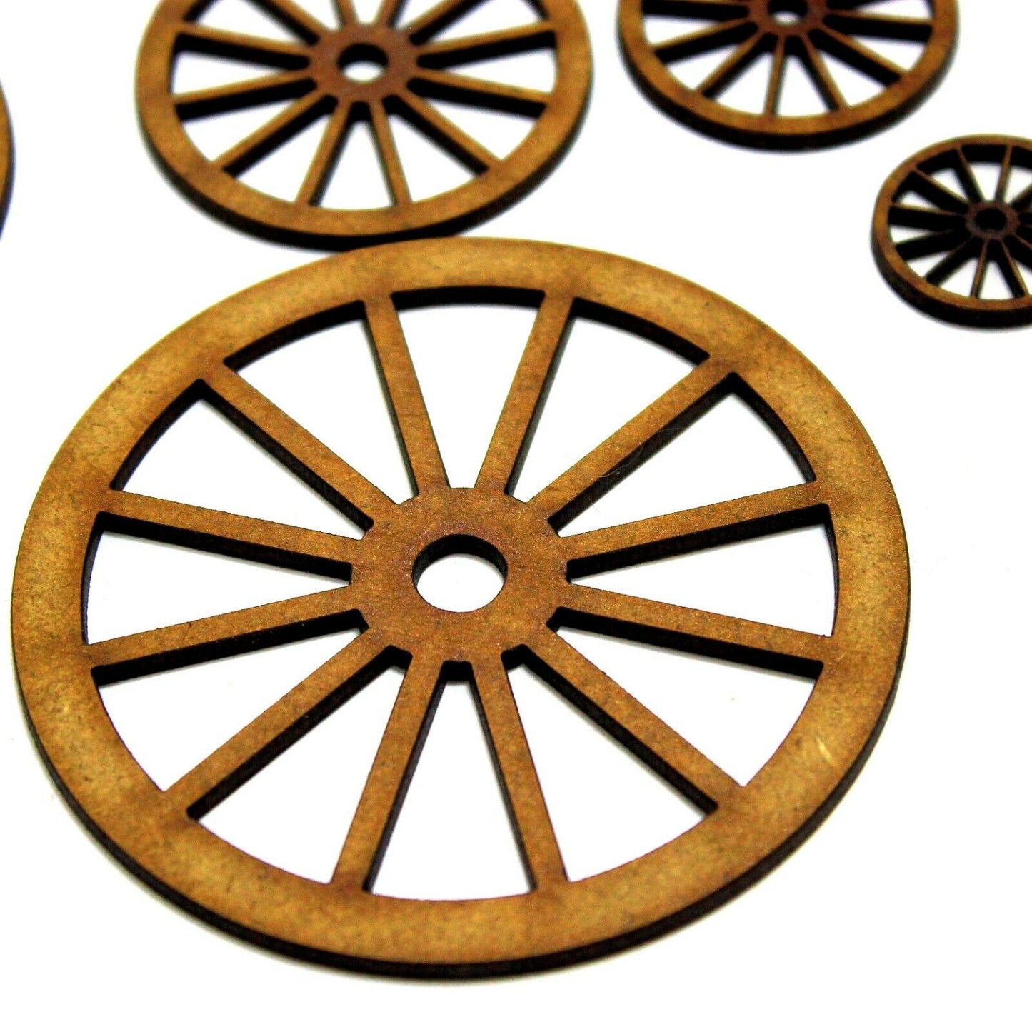 Carriage Wheel Craft Shape, 2mm MDF Wood. 2cm to 20cm. Cart, Coach, Vintage