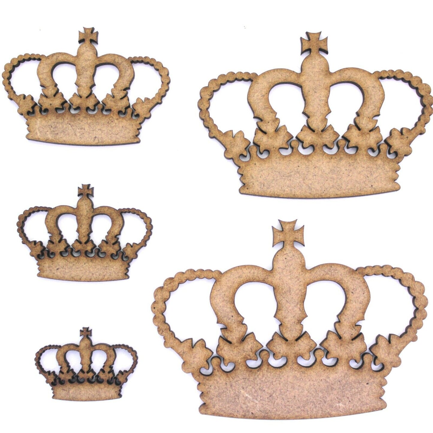 Regal Crown Craft Shape, 2mm MDF. 4cm to 20cm size. Royal, King, Queen, Princess