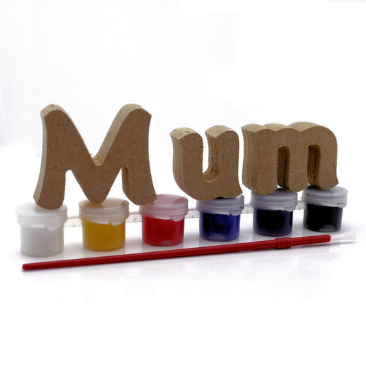 Free Standing Mum Word Kit With Paints and Brush. Paint your own mother's gift