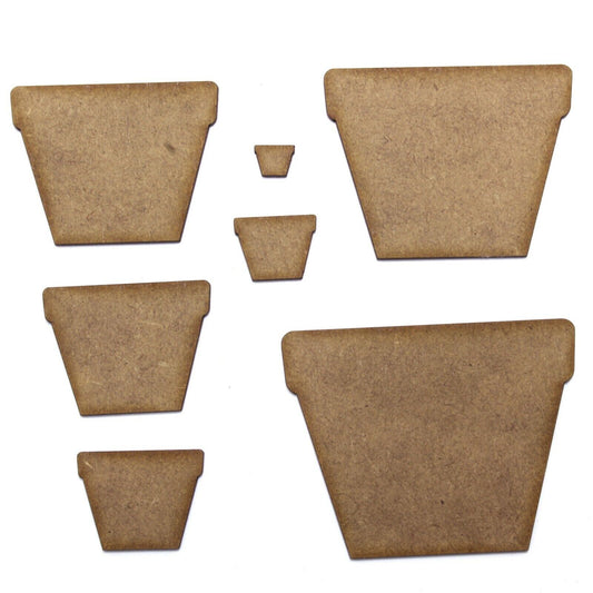 Plant Pot Craft Shape, Various Sizes, 2mm MDF Wood. Plants, Flower, Garden