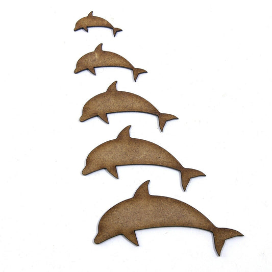 Dolphin Craft Shape, Various Sizes, 2mm MDF Wood. Ocean, Marine, Sea