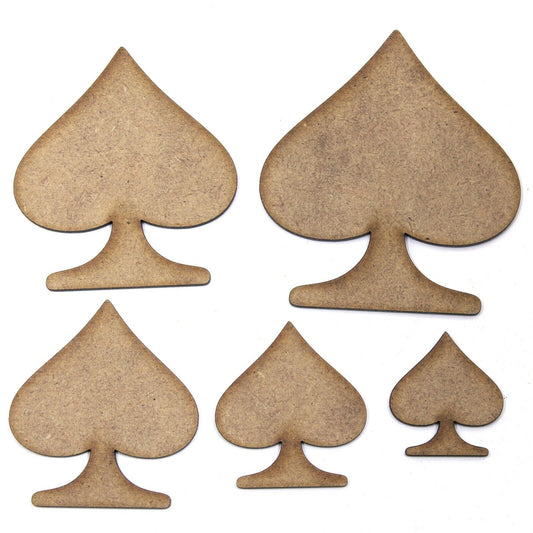 Spade Symbol Craft Shape, Various Sizes, 2mm MDF Wood. Playing Card, Poker
