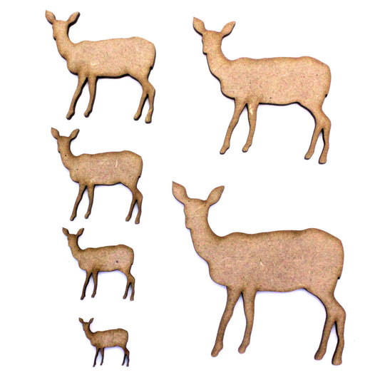 Doe Deer Craft Shape, Various Sizes, 2mm MDF Wood. Nature, Woodland, Forest