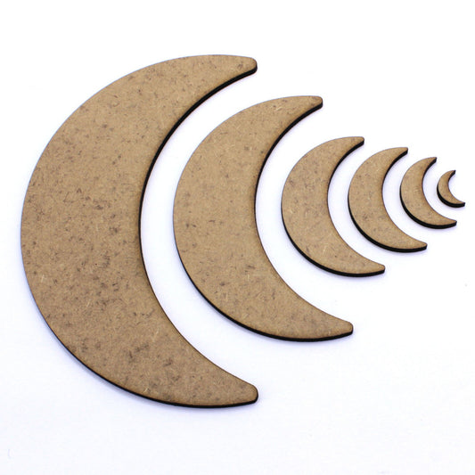 2mm MDF Wooden Half Moon, Craft Shapes, Embellishments, Tags, Decorations