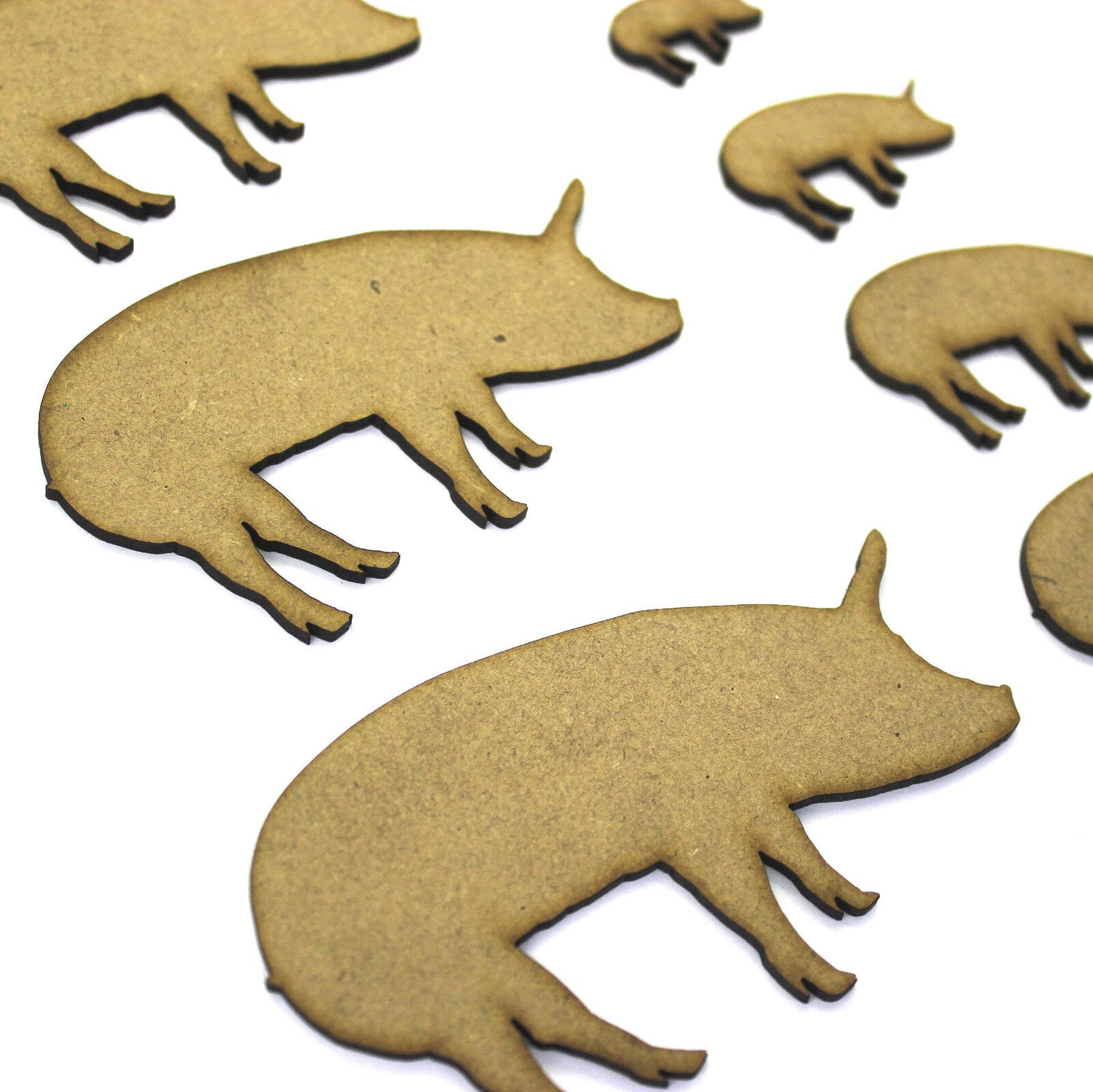 Pig Craft Shape, Various Sizes, 2mm MDF Wood. Animal, Farm, Farmyard