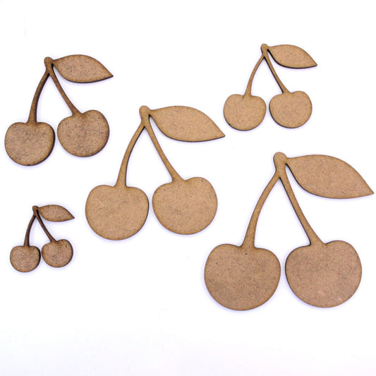 Cherry Craft Shape, Various Sizes, 2mm MDF Wood. Fruit. Cherries Pair