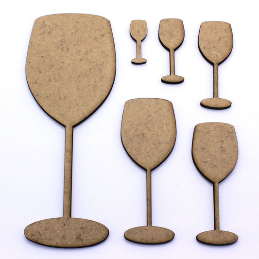 Wine Glass Craft Shapes, Embellishments, Tags, Decorations. 2mm MDF Wood