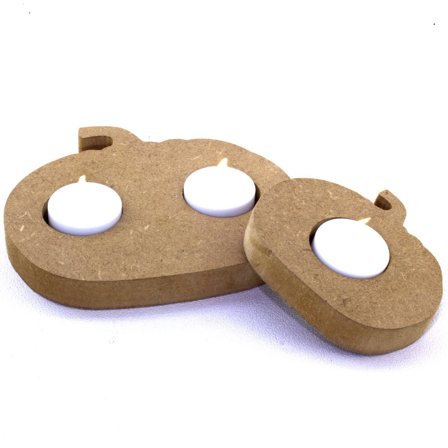 MDF Wood Pumpkin Tea Light Candle Holder to Decorate for Halloween. 2 Sizes